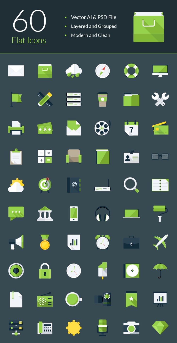 730x1414 Modern Flat Icons