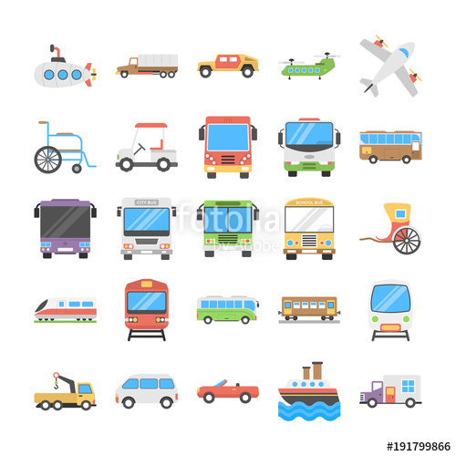 500x500 Transport Flat Icons Pack Stock Image And Royalty Free Vector