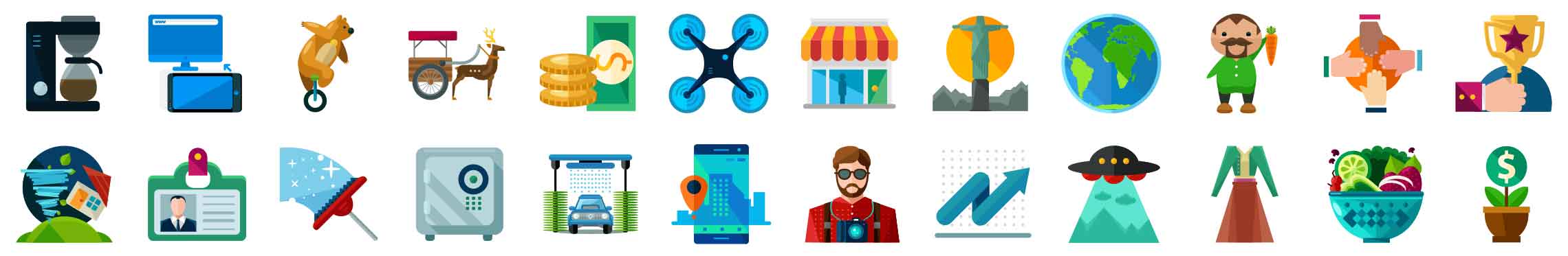 2280x373 Flat Icons Vol Freebie Set On Round Icons Premium