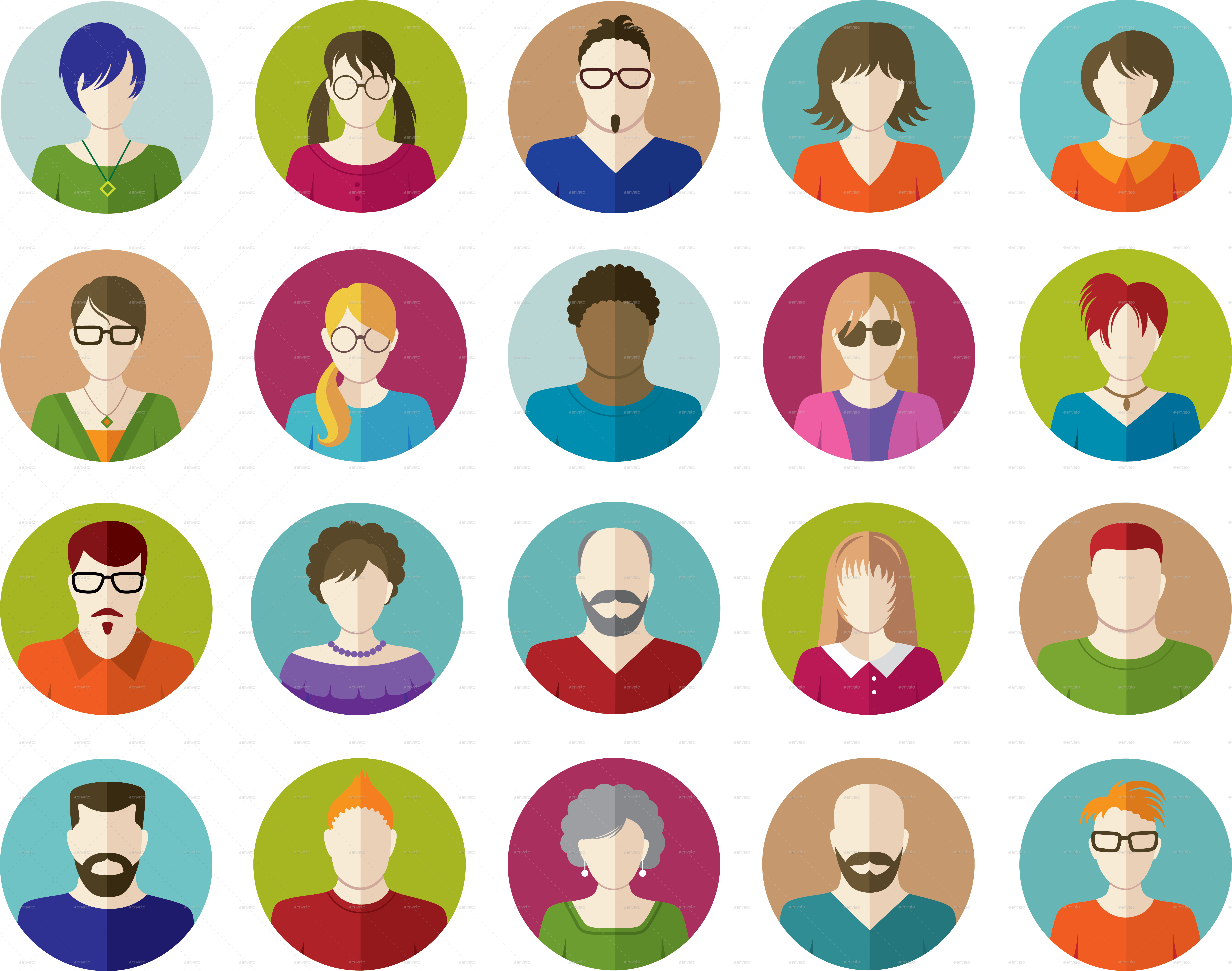 6723x5298 Set Of People Flat Icons