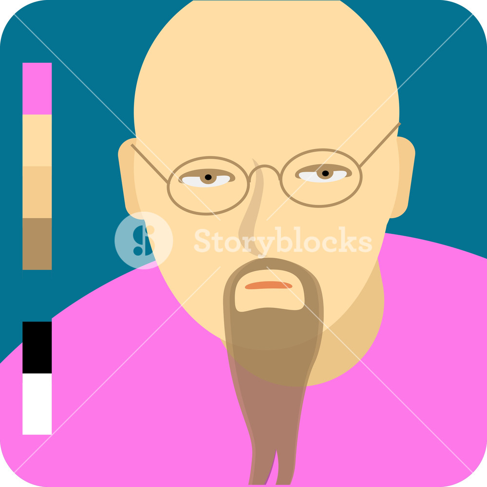 1000x1000 Bald Man With A Beard Vector Minimal Flat Icon Royalty Free