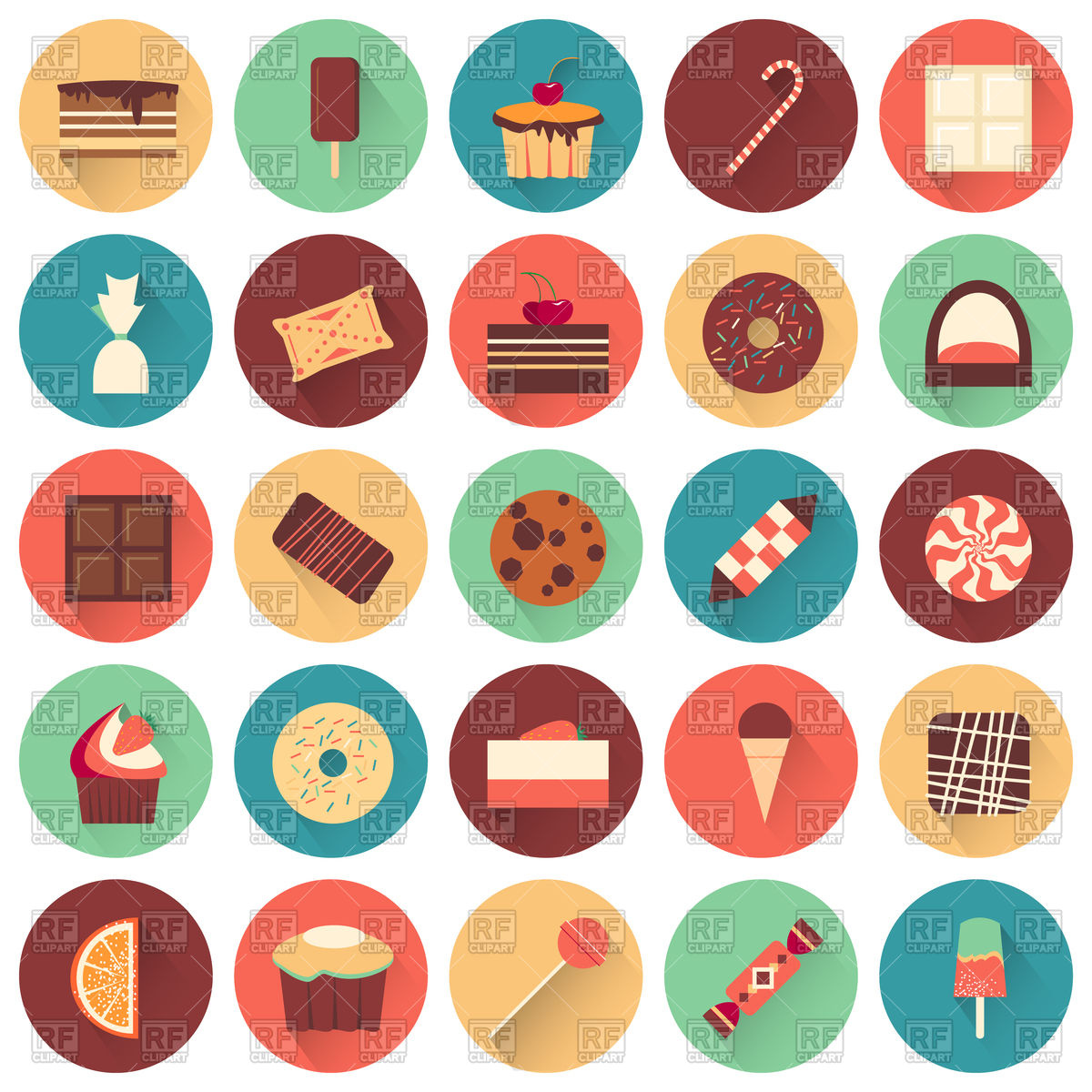 1200x1200 Dessert Flat Icon Set Vector Image Of Food And Beverages Kannaa