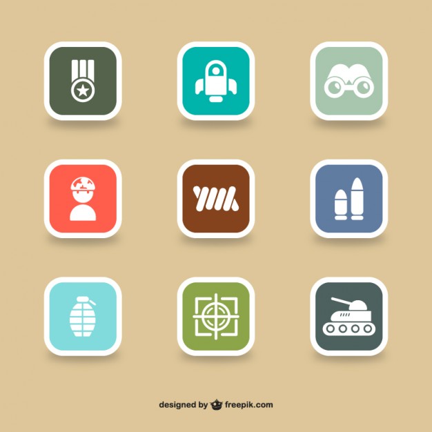 626x626 War Theme Flat Icons Vector Free Download