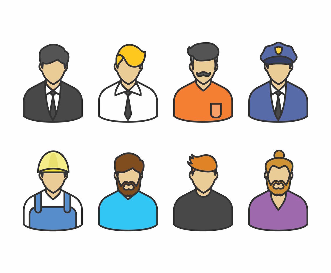 1136x936 Flat Person Icon Set Vector Art Graphics