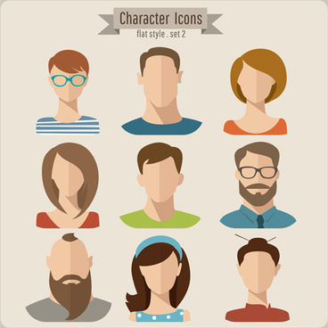 368x368 Flat Style Character Icons Free Vector Download