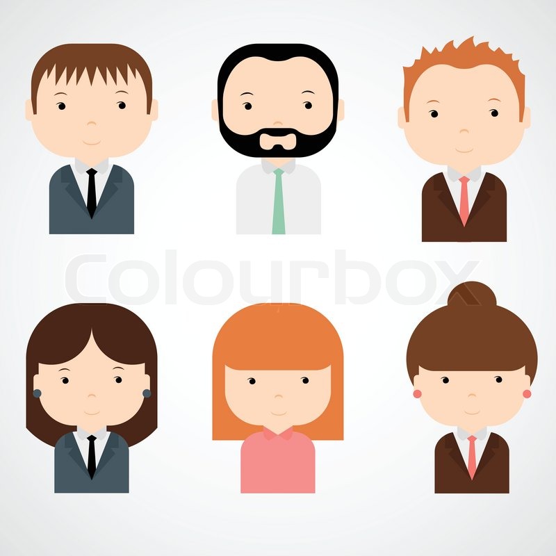 800x800 Set Of Colorful Office People Icons Stock Vector Colourbox