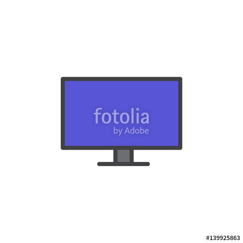 500x500 Flat Screen Tv Line Icon, Filled Outline Vector Sign, Linear