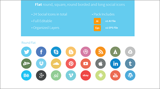 Awesome Flat Social Media Button Sets Social Media Sun 550x307 Awesome Flat Social Media Button Sets Social Media Sun