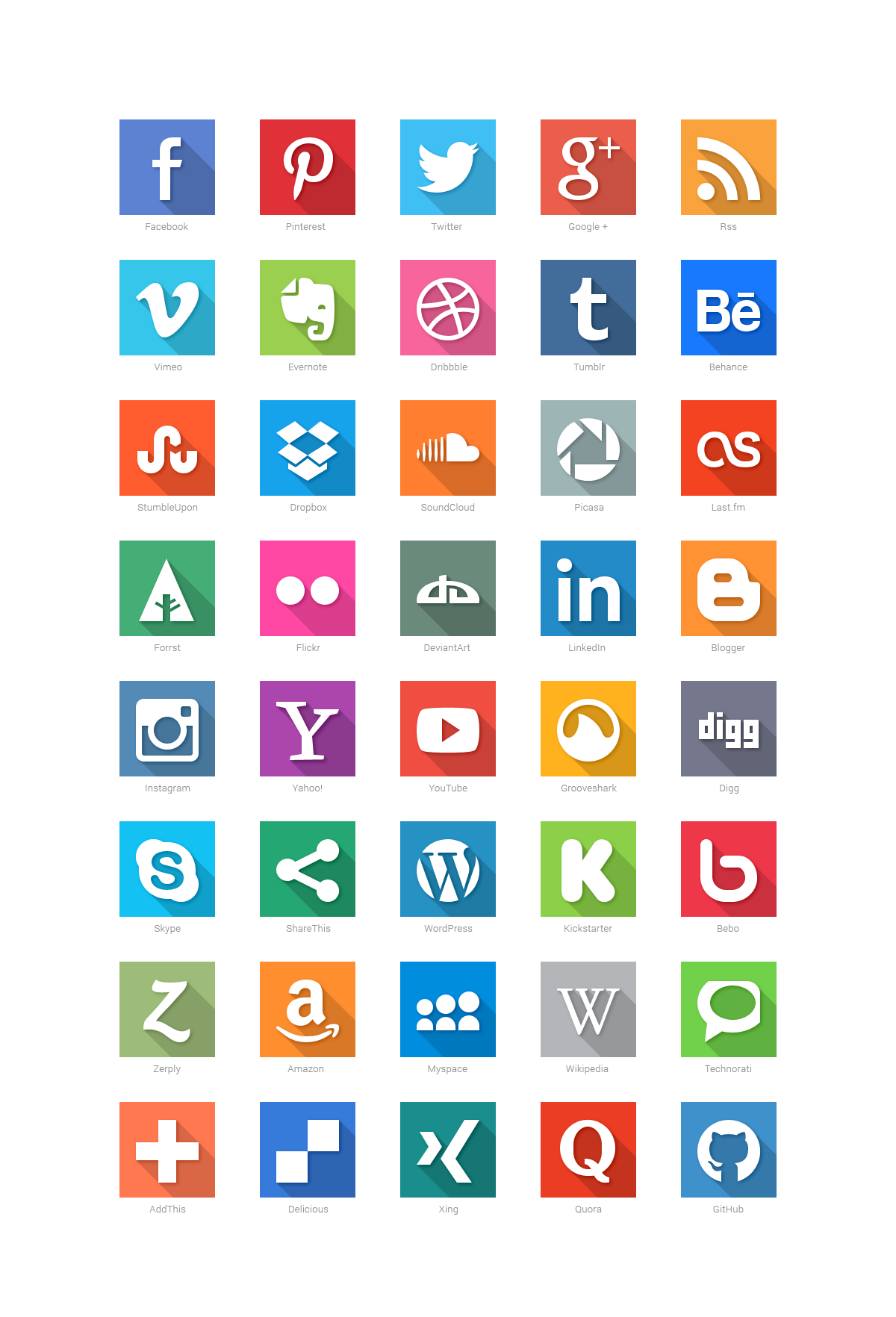Flat Social Media Icon at Vectorified.com | Collection of Flat Social ...