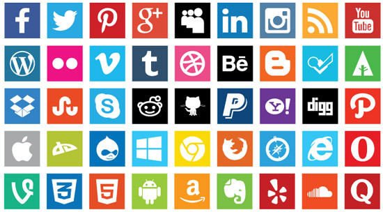 Flat Social Media Icons 550x304 Flat Social Media Icons