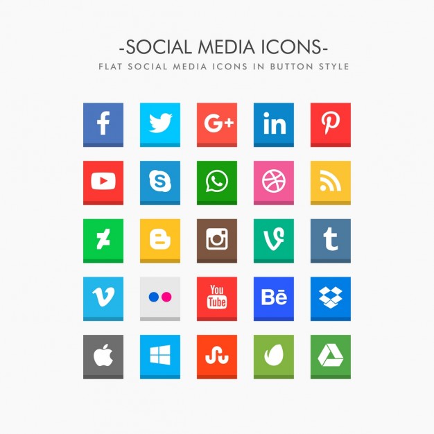 Flat Social Media Icons Pack Vector Free Download 626x626 Flat Social Media Icons Pack Vector Free Download