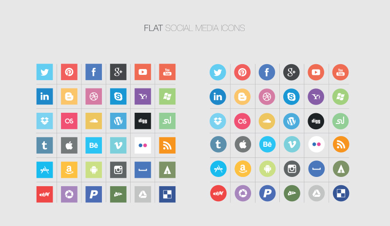 Flat Vector Social Icons Images 800x465 Flat Vector Social Icons Images