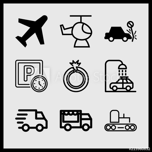 Simple Icon Set Of Car Related Flat Tire, Plane, Delivery 500x500 Simple Icon Set Of Car Related Flat Tire, Plane, Delivery