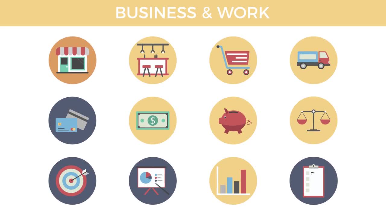 1280x720 Flat Animated Vector Icons