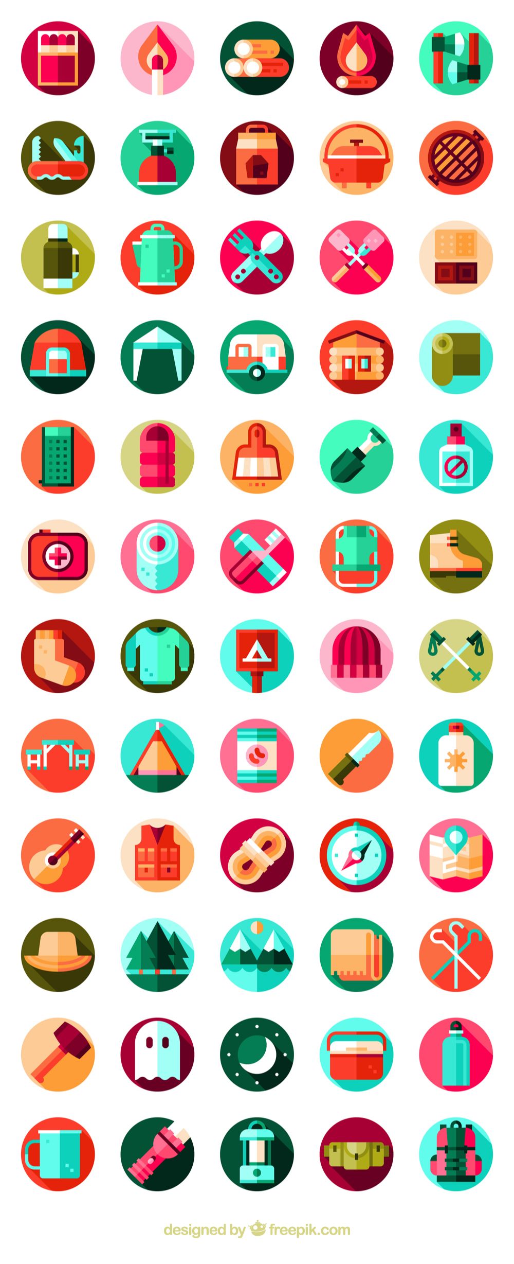 1000x2456 Free Vector Icons Of Camping Designed