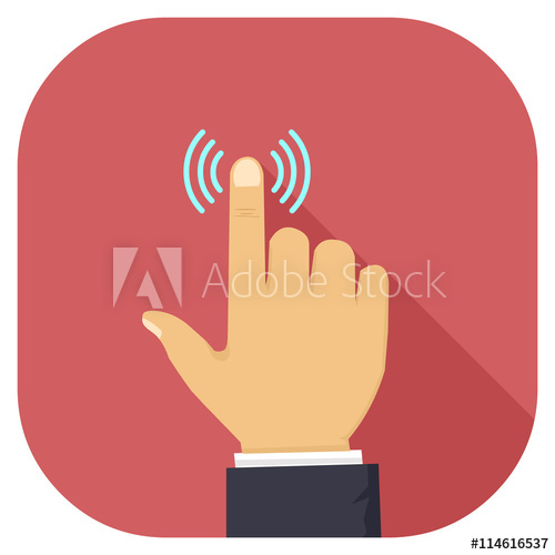 500x500 Vector Illustration Of A Hand Pressing Or Touching Button Internet