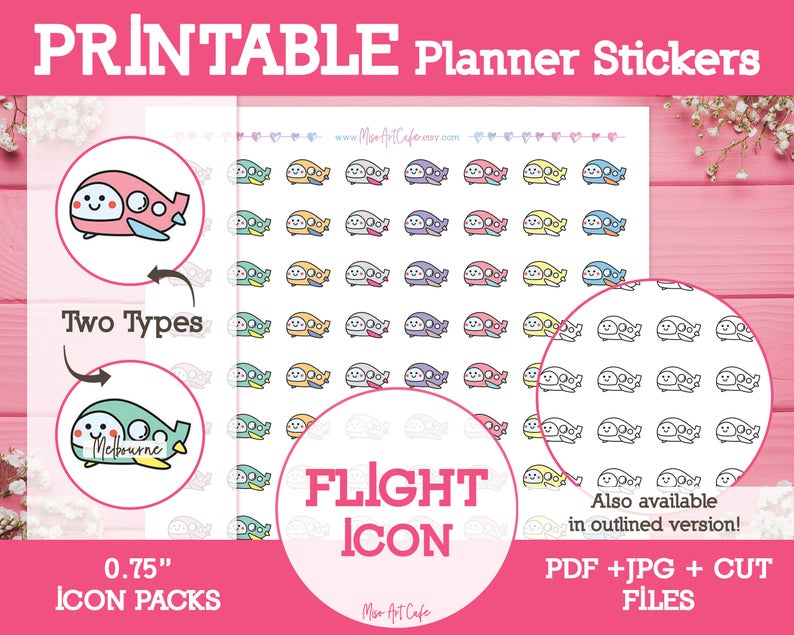 794x635 Flight Plane Icon Pack Printable Planner Stickers Instant Etsy