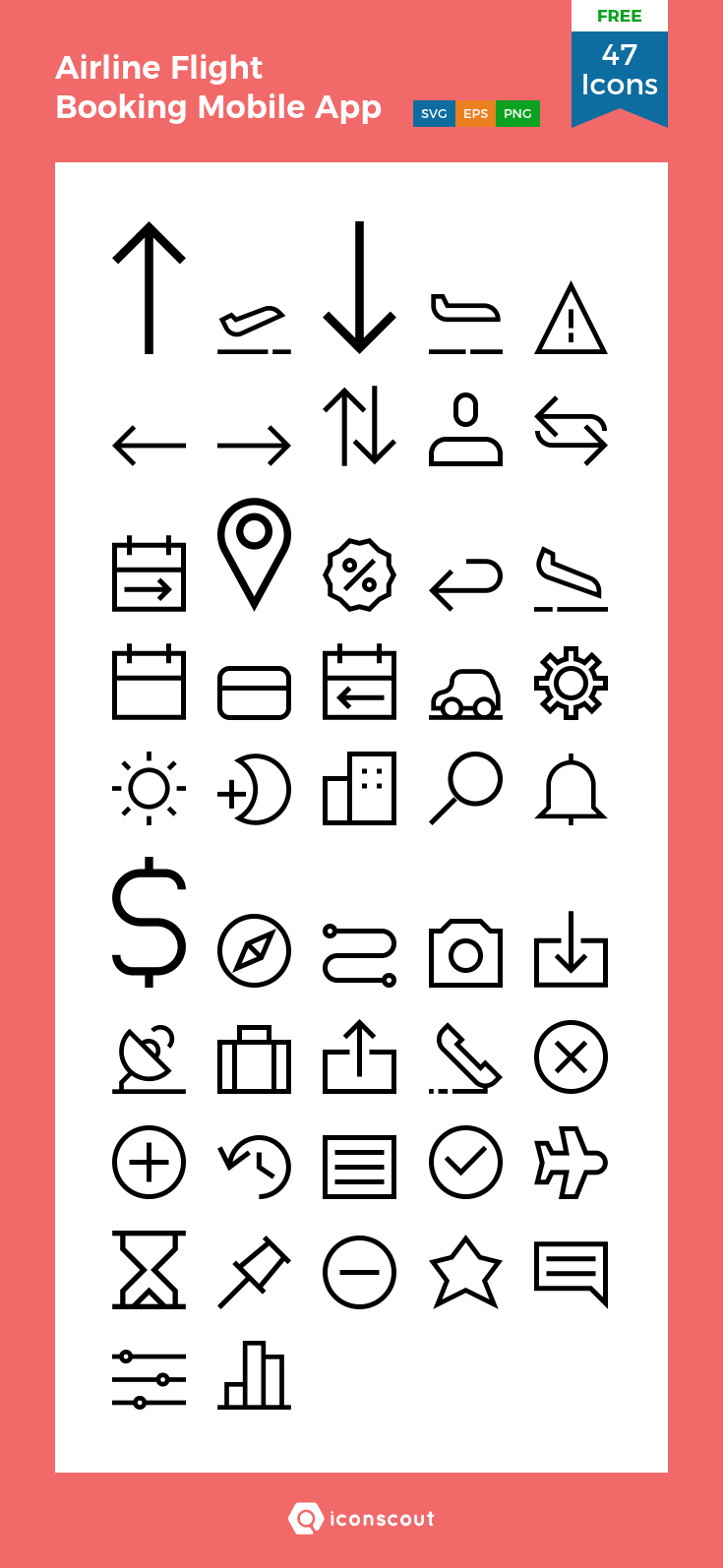735x1594 Airline Flight Booking Mobile App Free Icon Pack