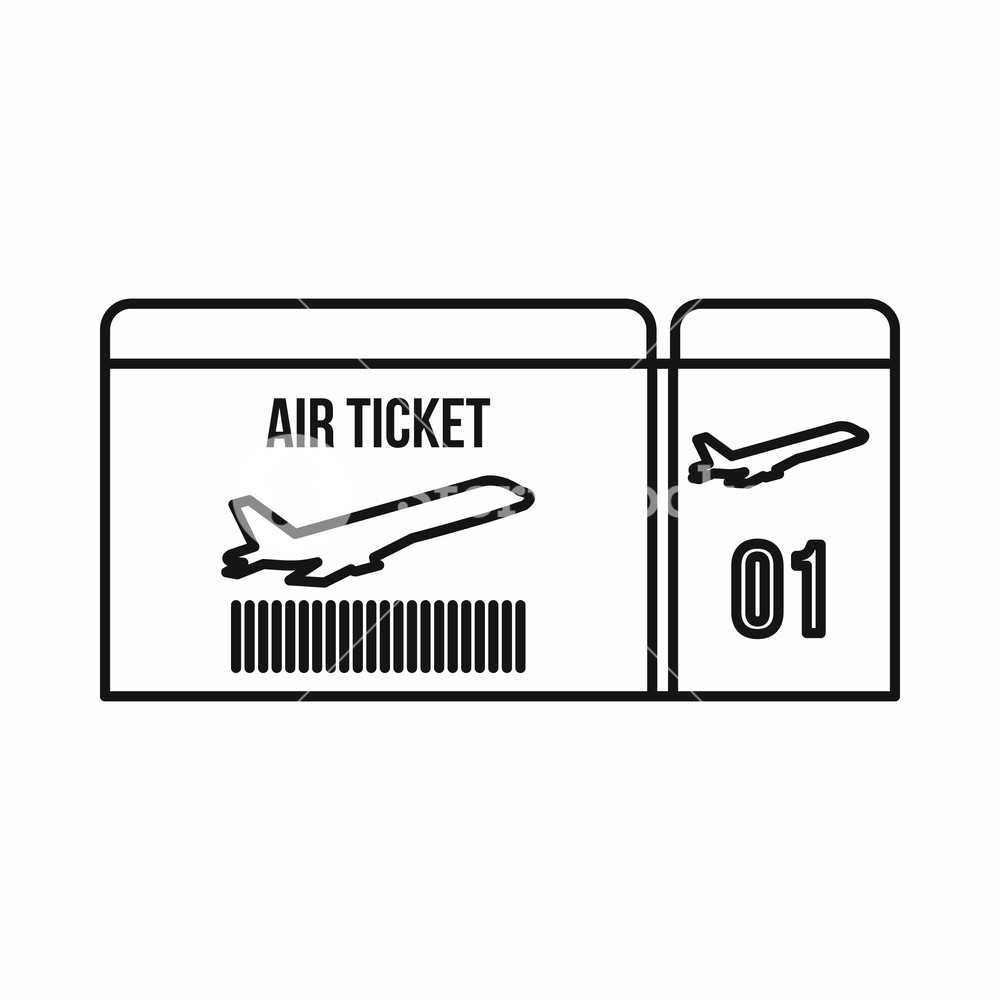 1000x1000 Air Ticket Icon In Outline Style On A White Background Vector