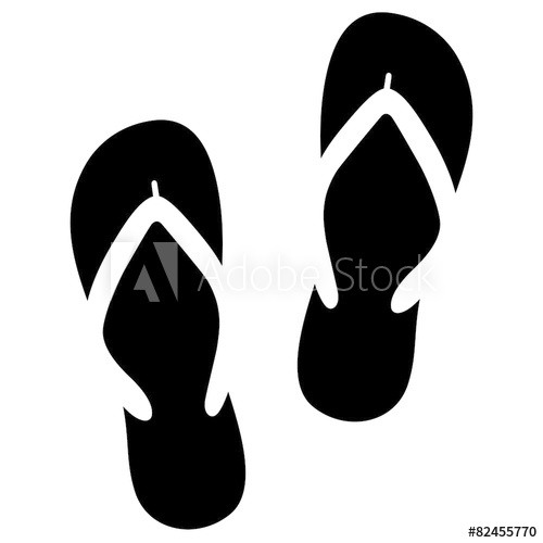 500x500 Ein Paar Flip Flops, Icon, Schwarz, Vektor, Freigestellt
