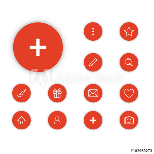 500x500 Plus Icon In A Set On A Red Circle A Set Of Thin, Linear