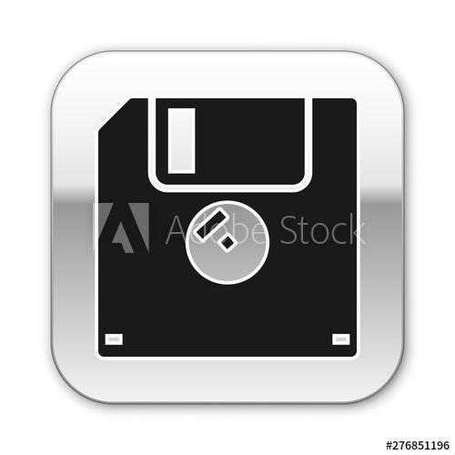 500x500 Black Floppy Disk For Computer Data Storage Icon Isolated On White