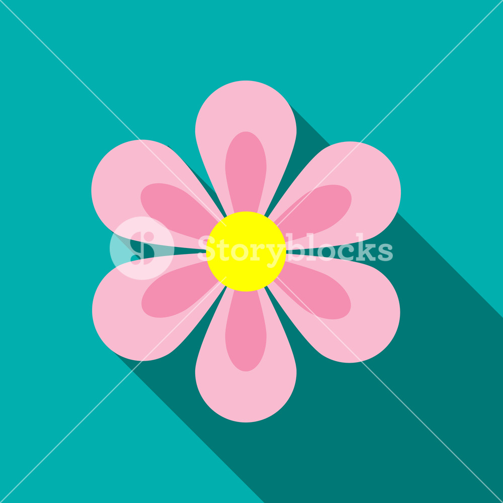 1000x1000 Flower Icon In Flat Style With Long Shadow Flora Symbol Royalty
