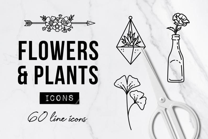 794x530 Flower Icons Floral Icon Flower Clipart Plant Graphics Etsy