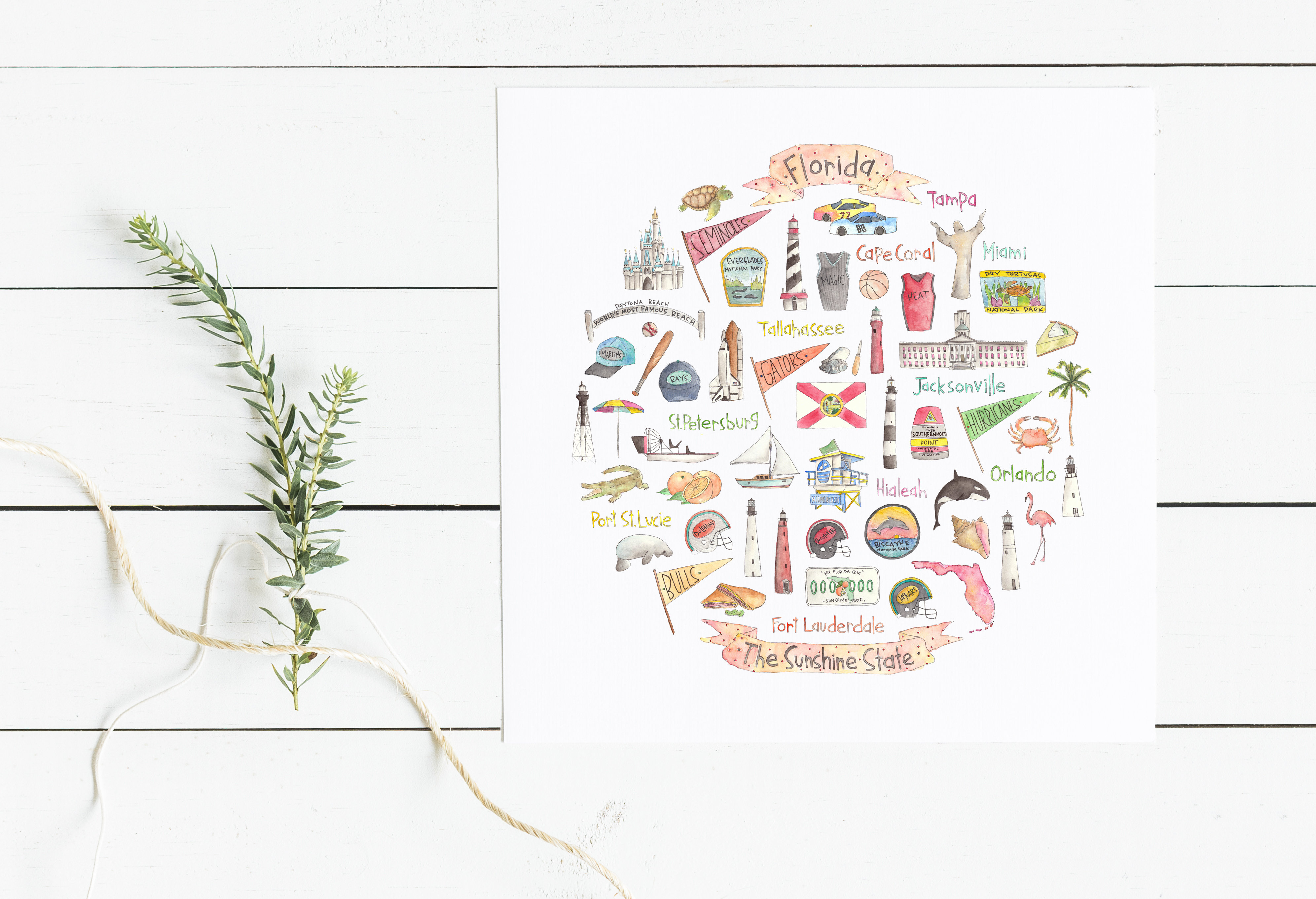 3984x2722 Florida Icon Watercolor