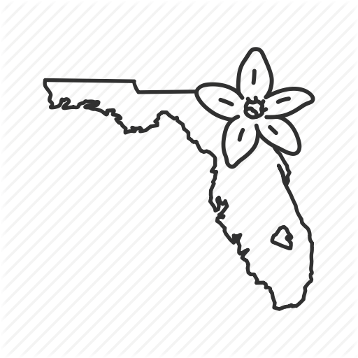 512x512 Borders, Florida, Map, State, State Flower, State Symbol, Usa Icon