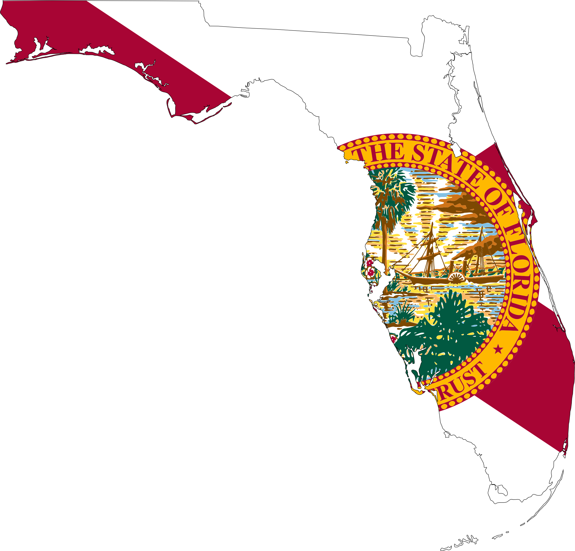 2312x2218 Florida Map Flag Icons Png