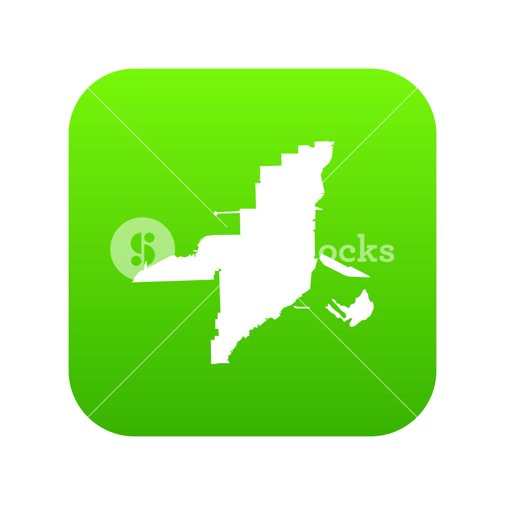 1000x1000 Florida Map Icon Digital Green For Any Design Isolated On White