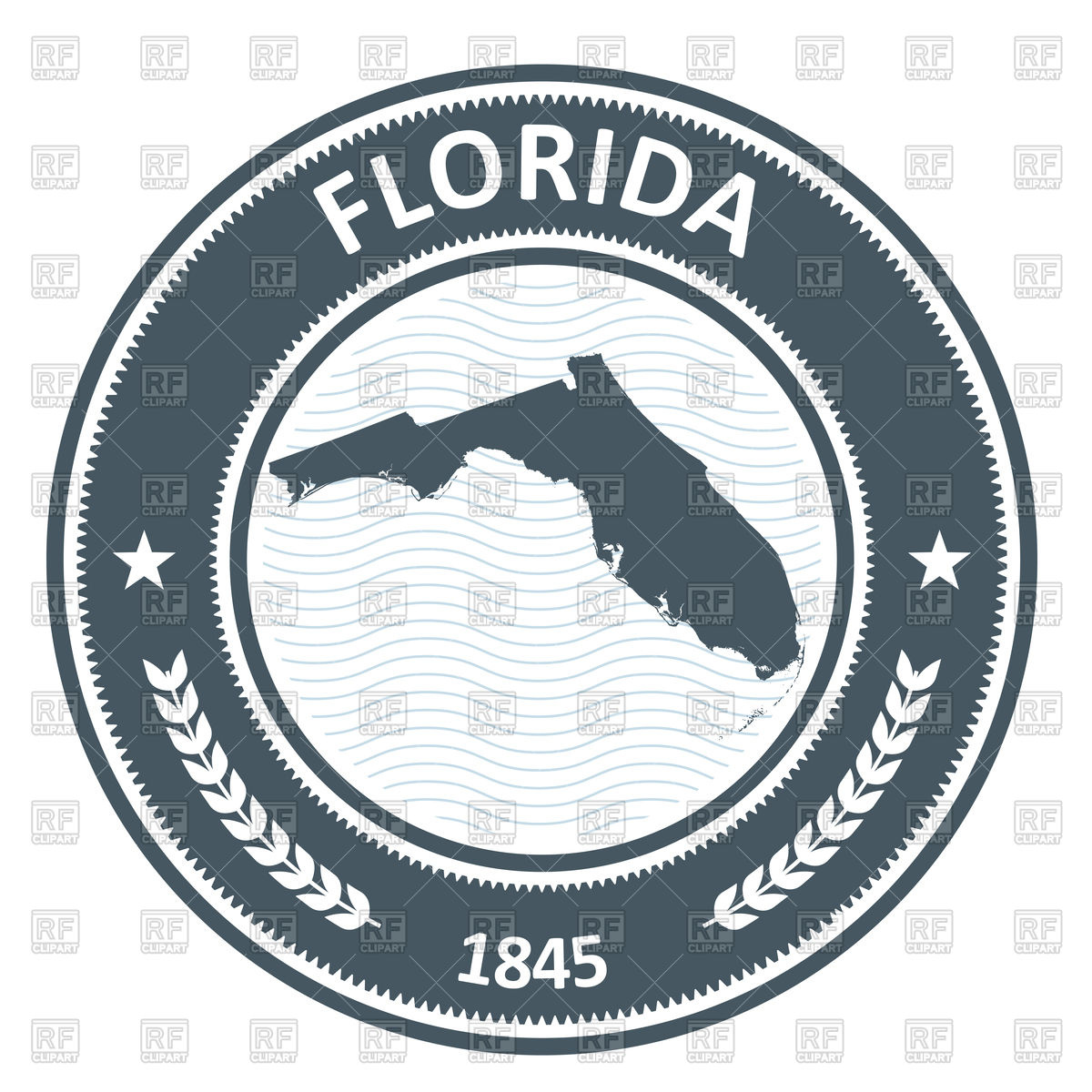 1200x1200 Florida Stamp With State Map Contour Vector Image Of Icons