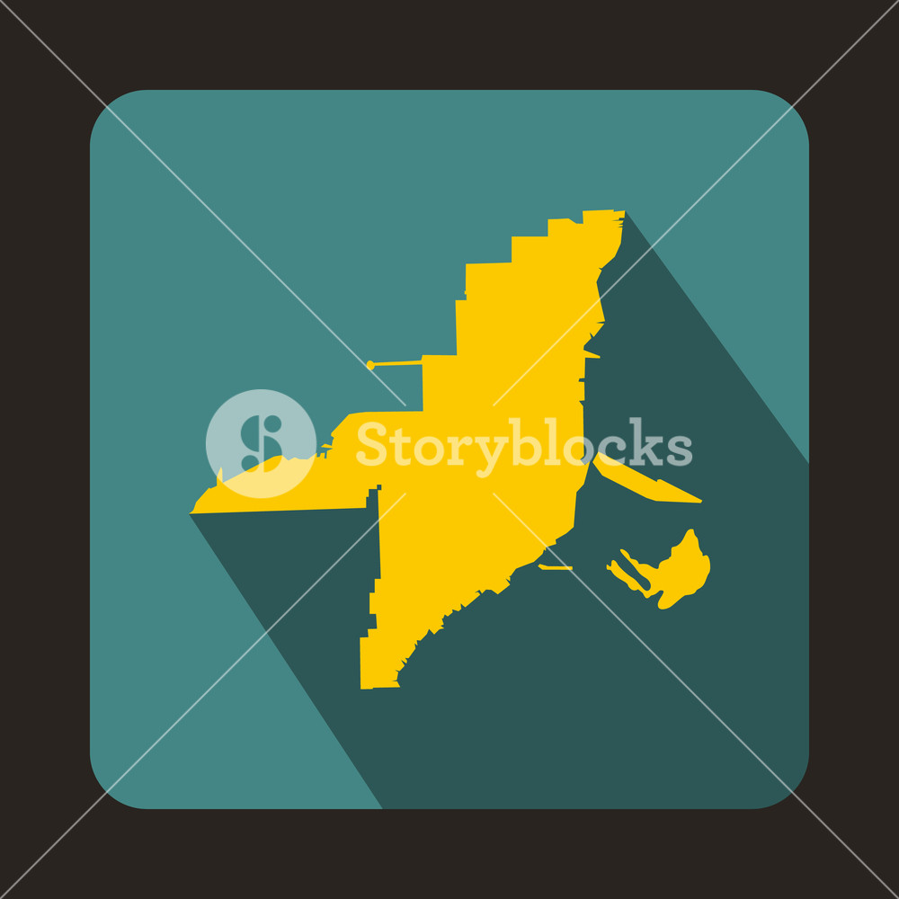 1000x1000 Florida Yellow Map Icon In Flat Style On A Bluegreen Background