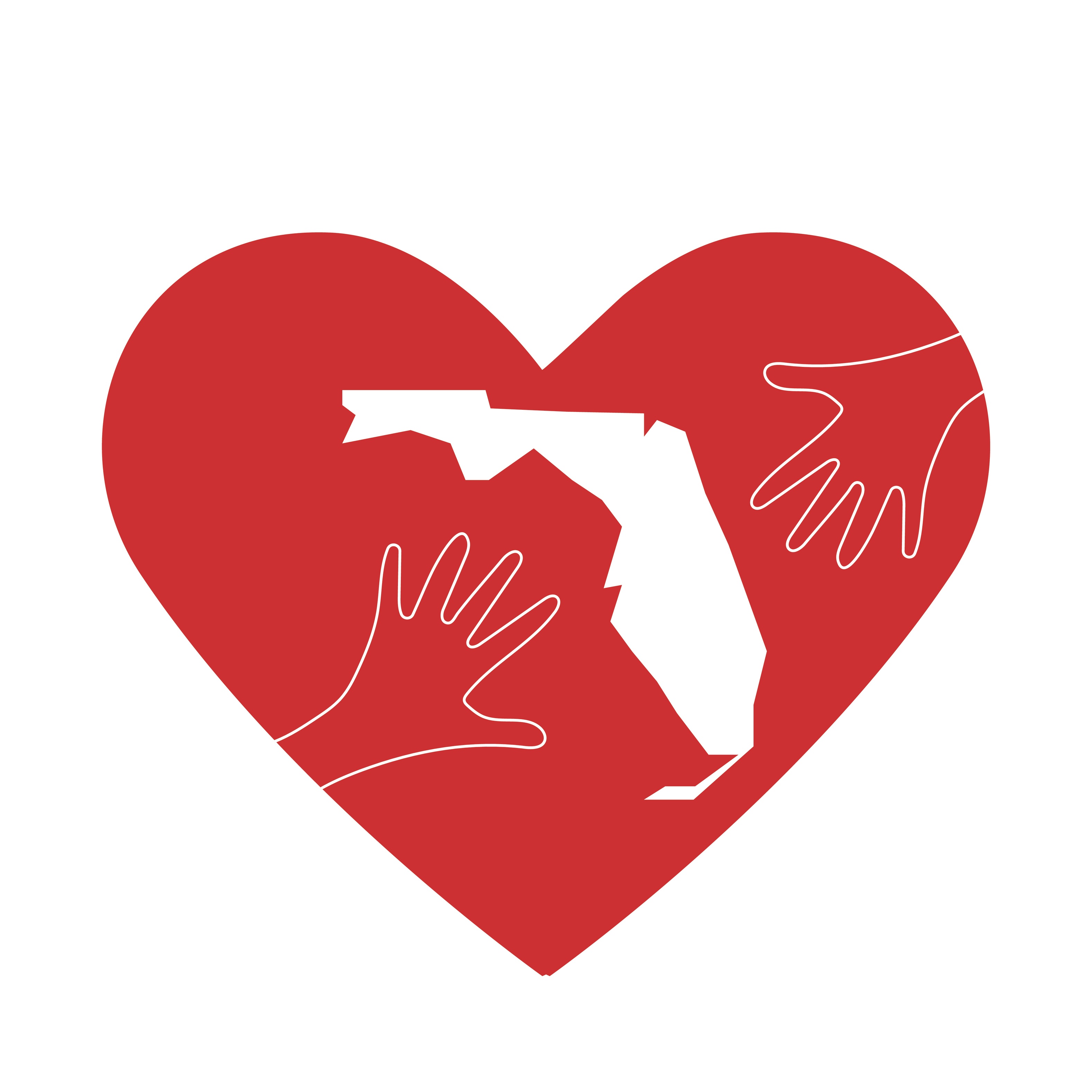 3155x3155 Vector Illustration Helping Hands, Heart And Florida Map