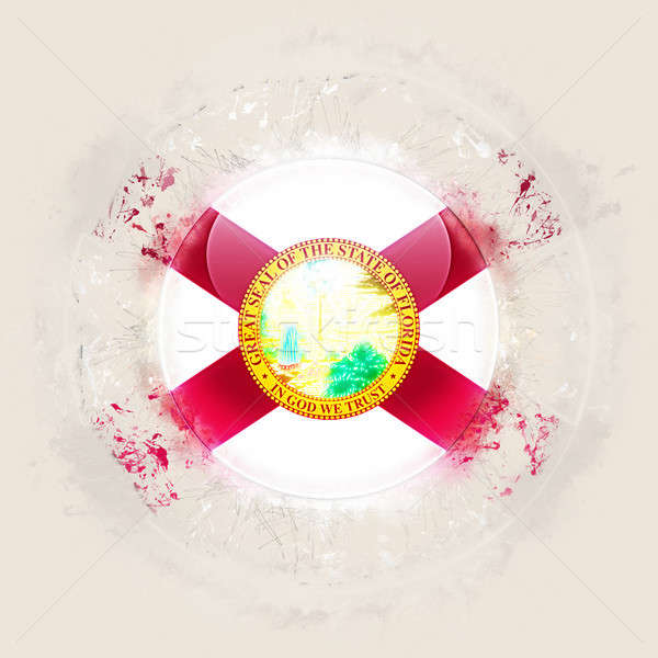 600x600 Florida State Flag On A Round Grunge Icon United States Local F
