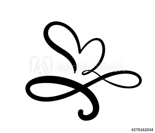 500x430 Vintage Flourish Romantic Calligraphy Vector Heart Love Sign Hand