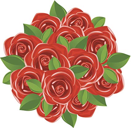 425x416 Dozen Red Rose Flower Bouquet Cartoon Icon Vinyl Decal