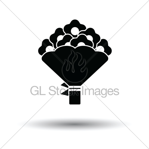 500x500 Flowers Bouquet Icon With Tied Bow Gl Stock Images