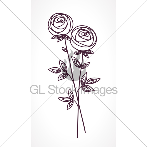 500x500 Roses Stylized Flower Bouquet Hand Drawing Outline Icon Gl
