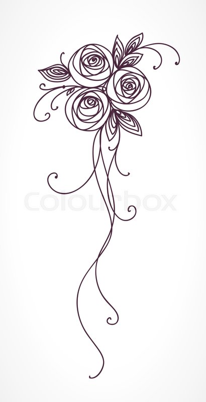410x800 Roses Stylized Flower Bouquet Hand Stock Vector Colourbox