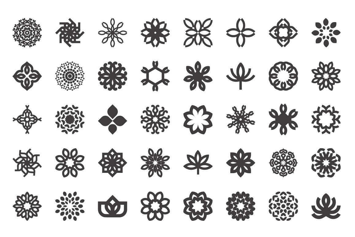1158x772 Abstract Flower Icon Set