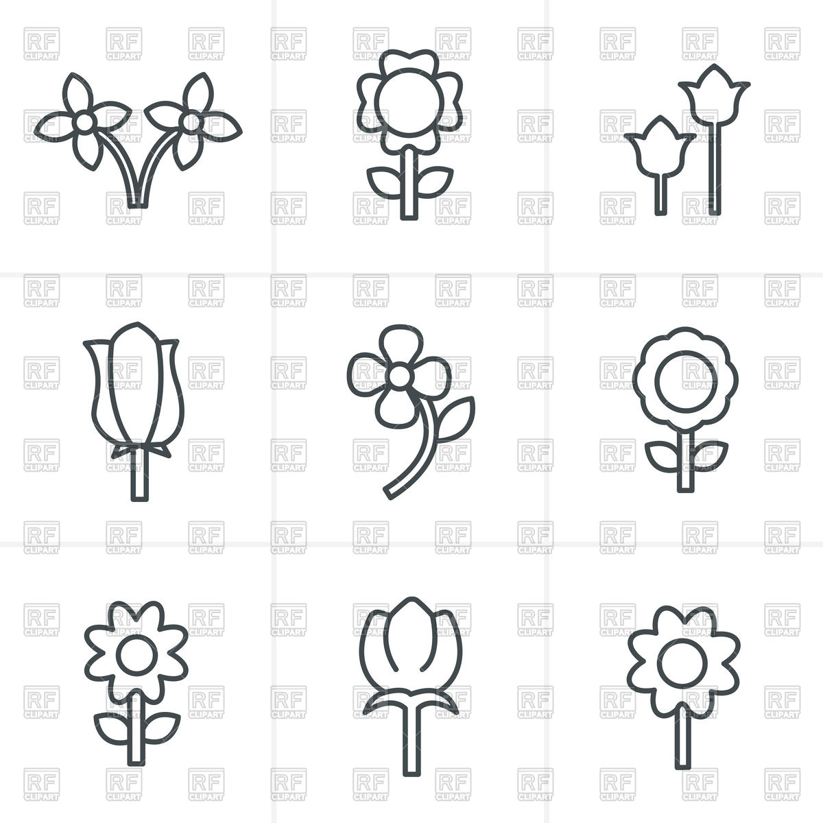 1200x1200 Flower Icon Set Vector Image Of Icons And Emblems Iconmama