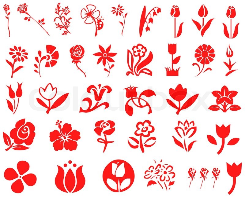 800x648 Flowers Icon Symbol Set Red Stock Image Colourbox