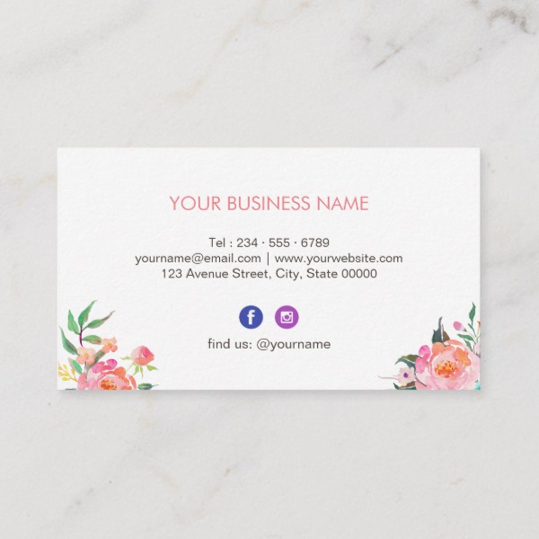 600x600 Modern Watercolor Floral Facebook Instagram Icon Business Card
