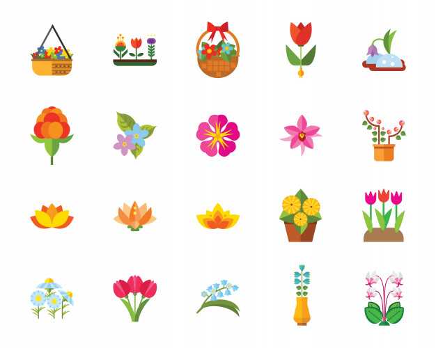 626x500 Flowers Icon Set Vector Free Download