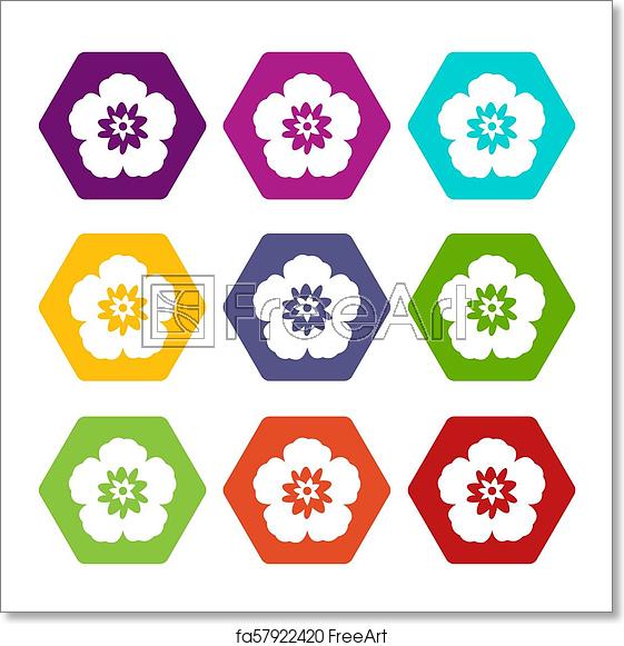 561x581 Free Art Print Of Rose Of Sharon, Korean Flower Icon Set Color