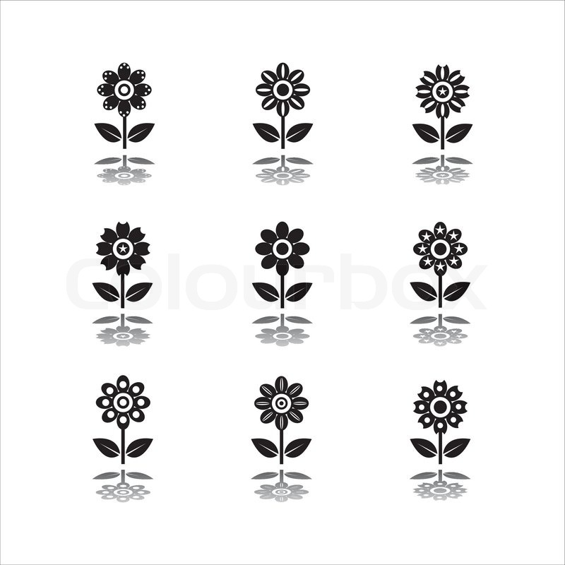 Set Of Black Flower Icons Stock Vector Colourbox 800x800 Set Of Black Flower Icons Stock Vector Colourbox