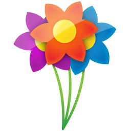 Three Colorful Flowers Icon, Png Clipart Image 256x256 Three Colorful Flowers Icon, Png Clipart Image