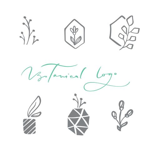 490x490 Set Of Vector Scandinavian Floral Logo Hand Drawn Icon Flower
